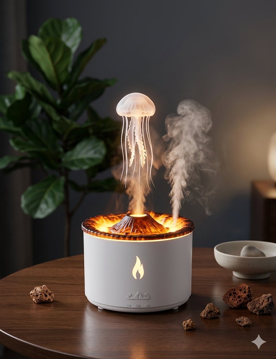 Volcano Flame Humidifier | 2-in-1 Aromatherapy & Night Light
