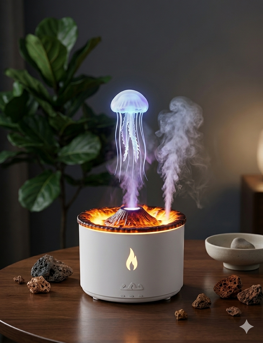 Volcano Flame Humidifier | 2-in-1 Aromatherapy & Night Light