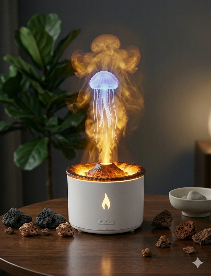 Volcano Flame Humidifier | 2-in-1 Aromatherapy & Night Light