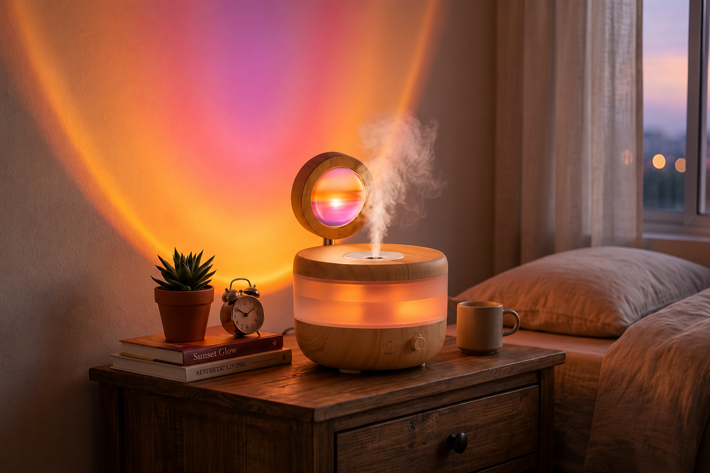 Premium 2-in-1 Sunset Lamp & Magic Air Humidifier