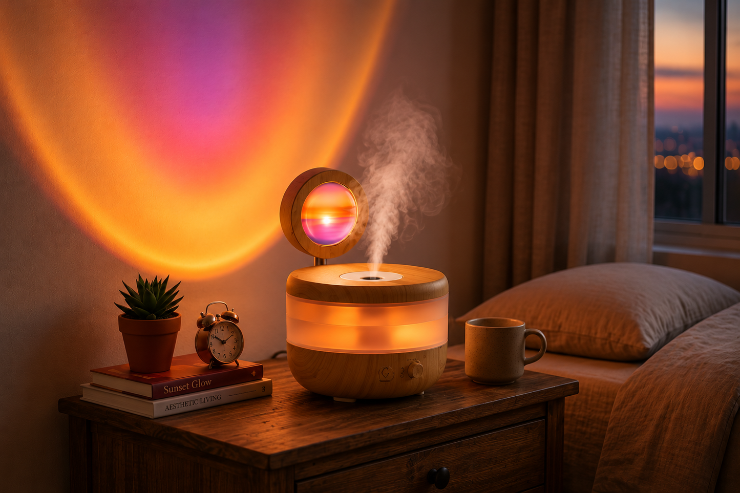 Premium 2-in-1 Sunset Lamp & Magic Air Humidifier