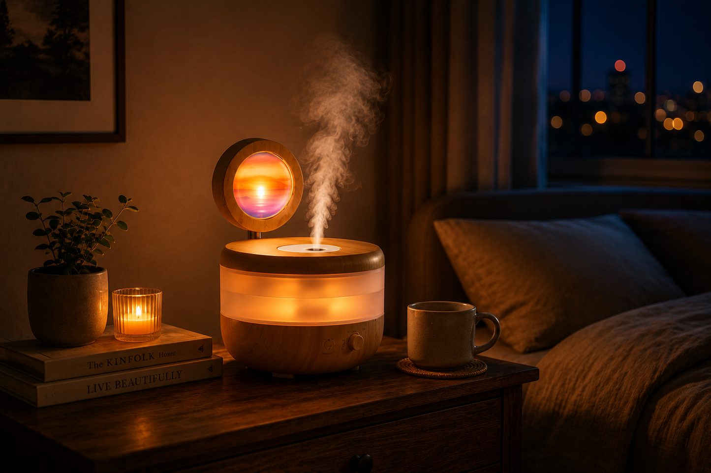 Premium 2-in-1 Sunset Lamp & Magic Air Humidifier