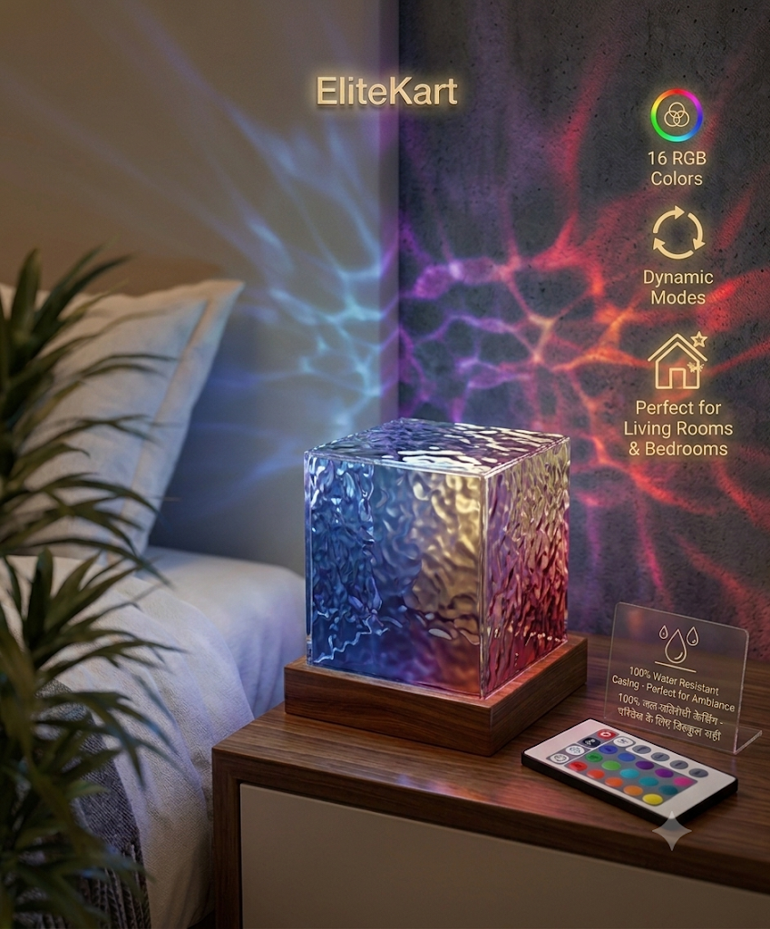 EliteKart™ Ocean Ripple Wave Lamp - 16 RGB Colors with Remote