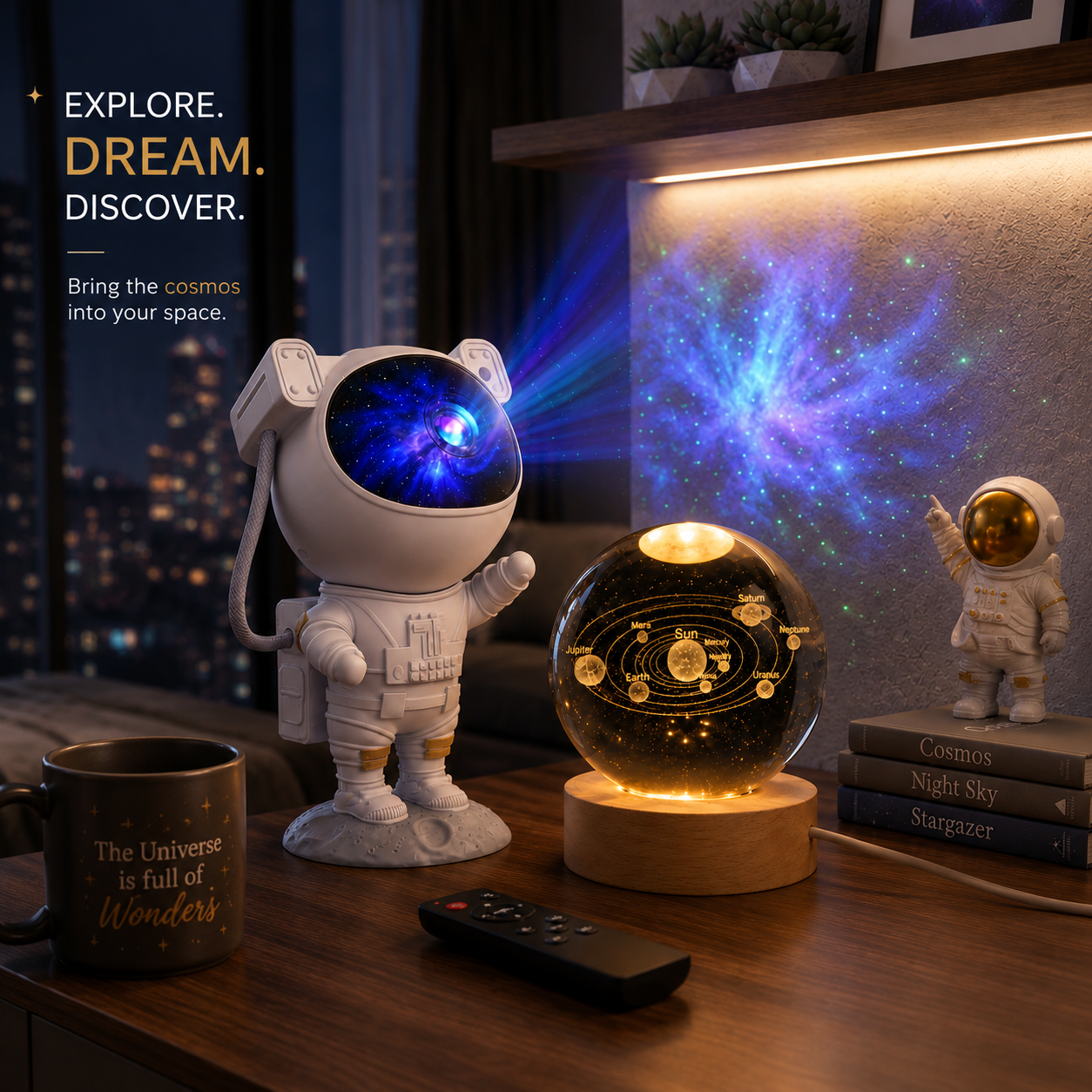 Astronaut Galaxy Projector + Solar System Bundle (2-in-1 Combo) - Aesthetic Room Decor