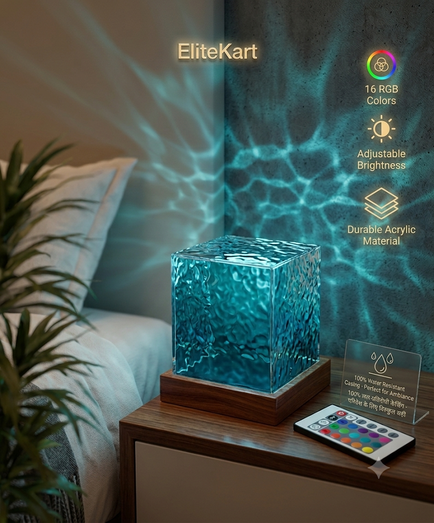 EliteKart™ Ocean Ripple Wave Lamp - 16 RGB Colors with Remote