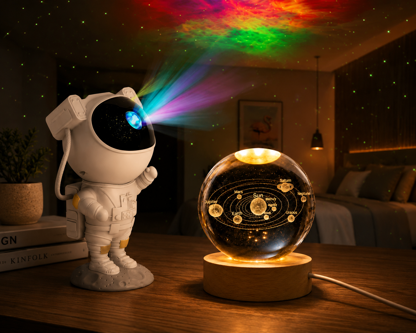 Astronaut Galaxy Projector + Solar System Bundle (2-in-1 Combo) - Aesthetic Room Decor