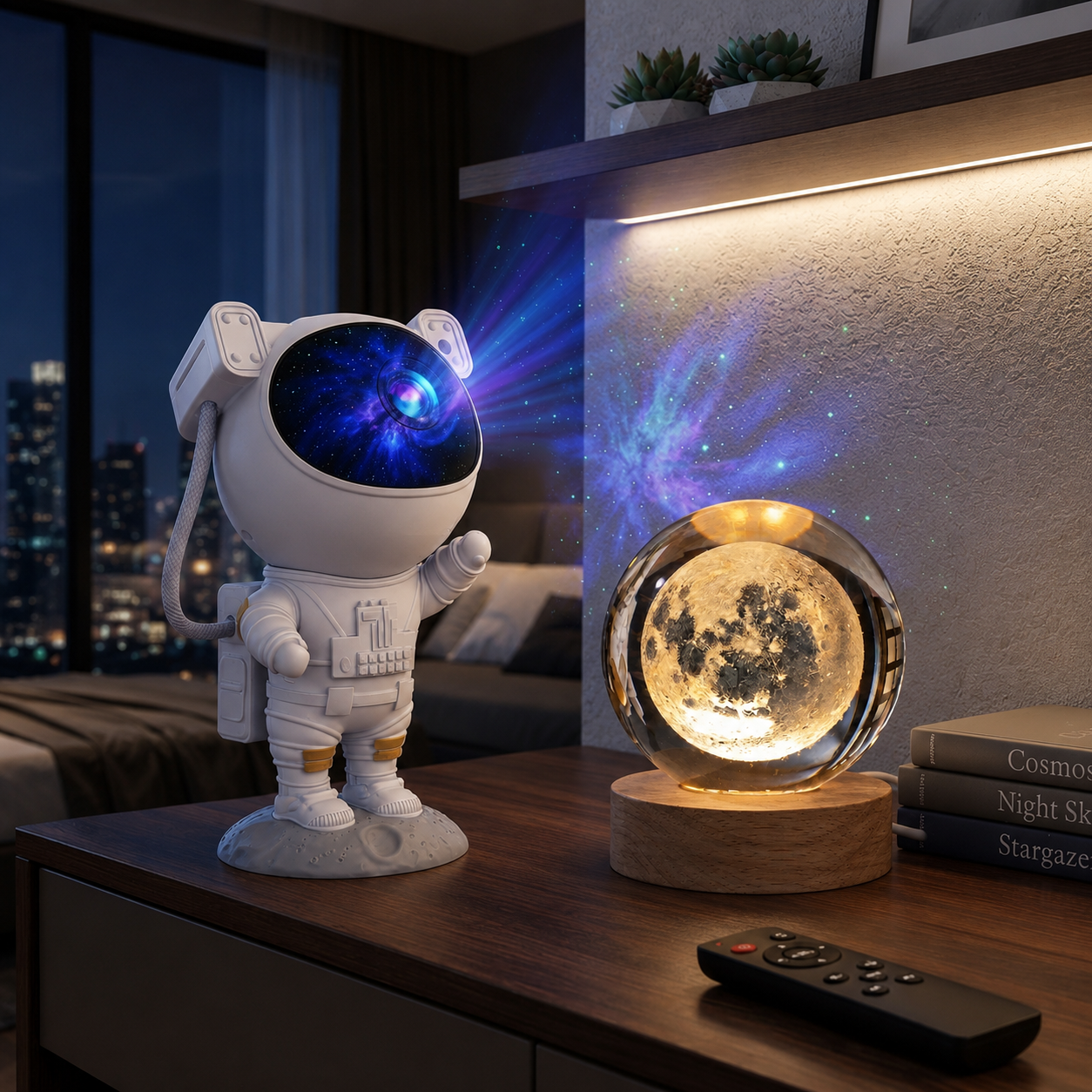 Premium Astronaut Galaxy Projector & 3D Moon Lamp Combo