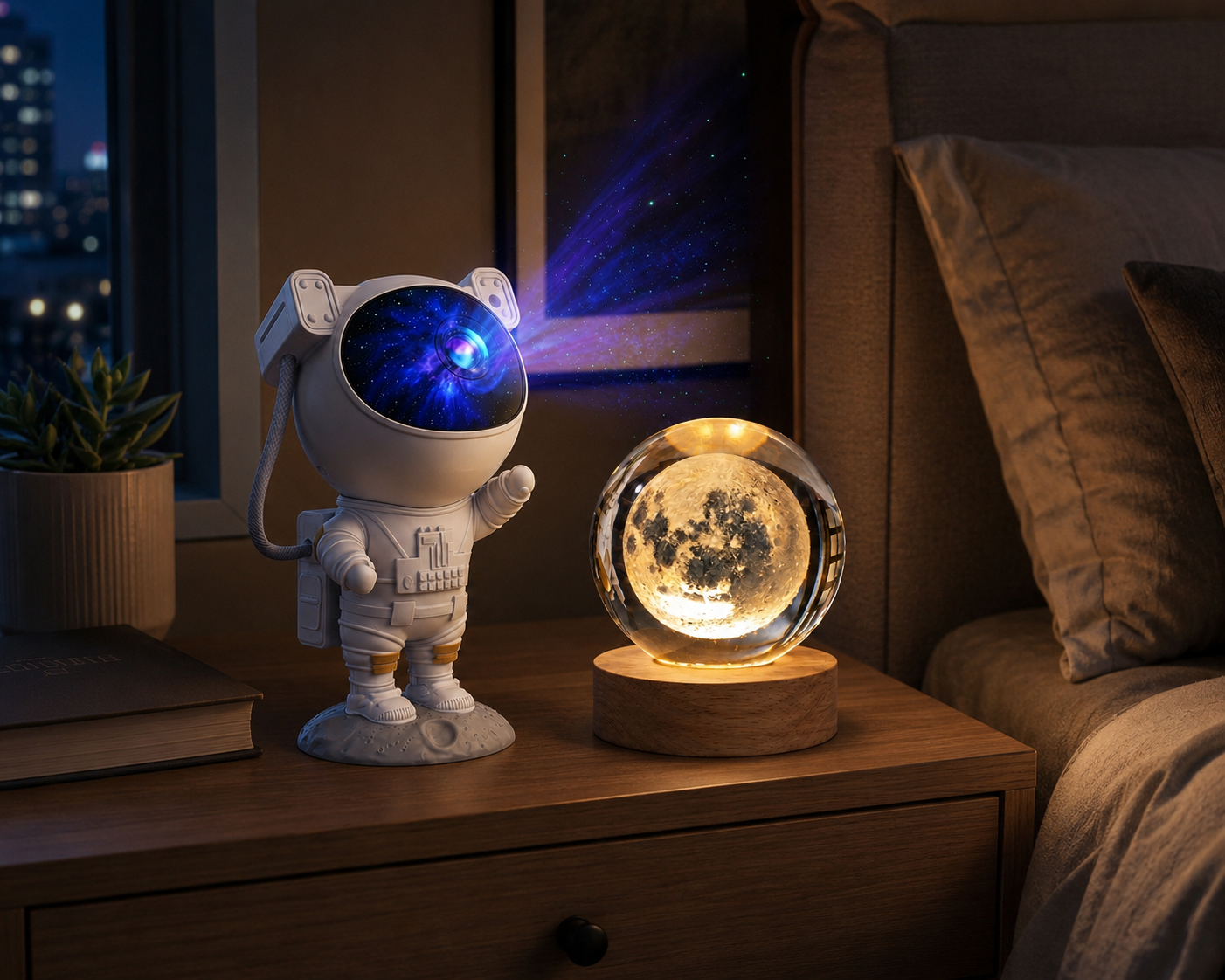 Premium Astronaut Galaxy Projector & 3D Moon Lamp Combo